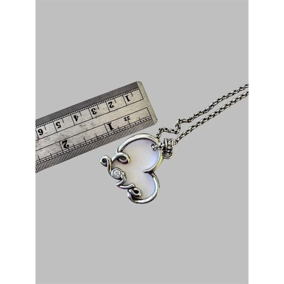 Brighton Silver Colored Tone Love Heart Chain Necklace with Crystals - Picture 3 of 5